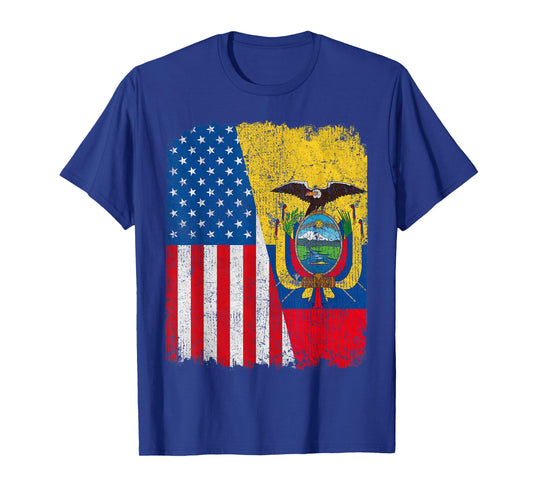 Ecuadorian American Flag Half USA Ecuador Root Proud T-Shirt