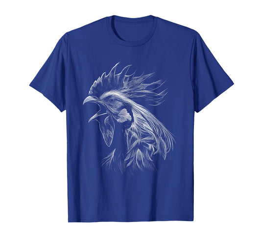 Crowing Rooster Drawing Love T-Shirt