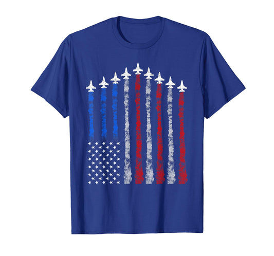 Fighter Jet Airplane USA Flag 4th of July Patriotic T-Shirt