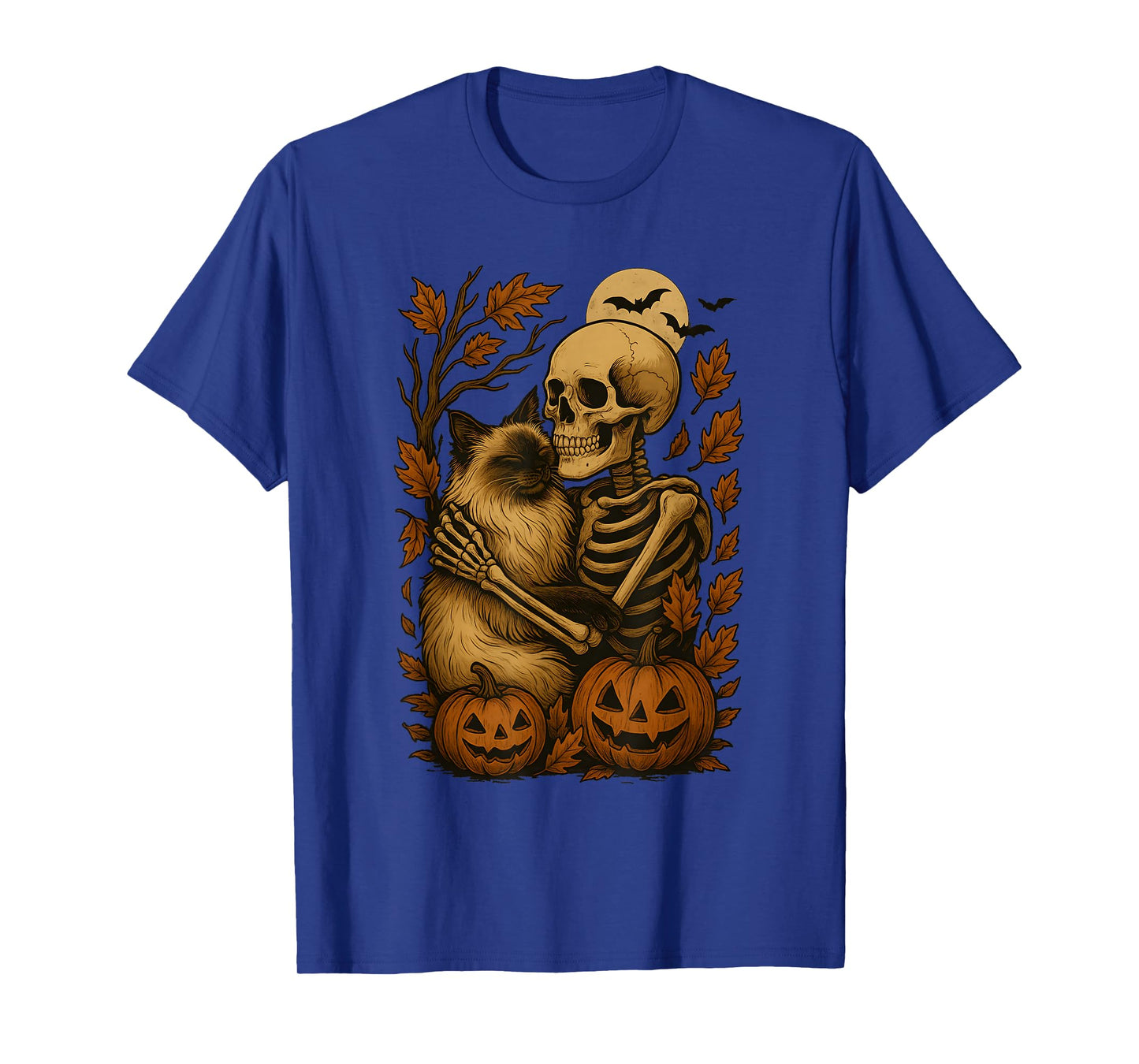 Skeleton Hugging Balinese Cat T-Shirt
