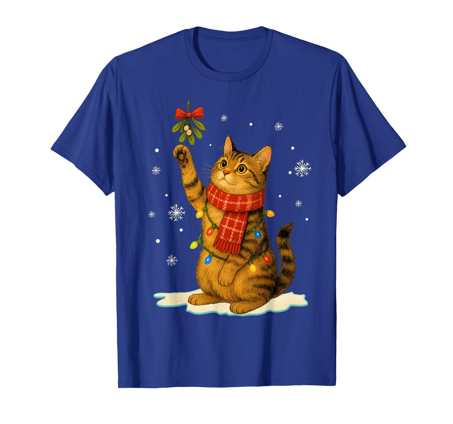 Cat Christmas Mistletoe Vintage Cat Lover Holiday Women Kids T-Shirt