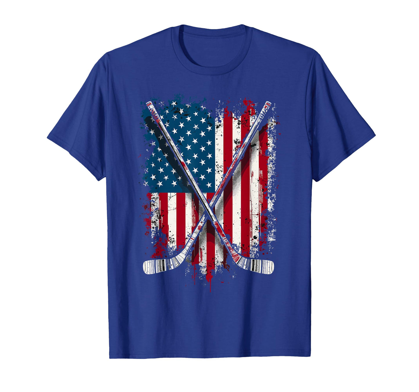 Hockey Stick USA Flag Hockey Player T-Shirt