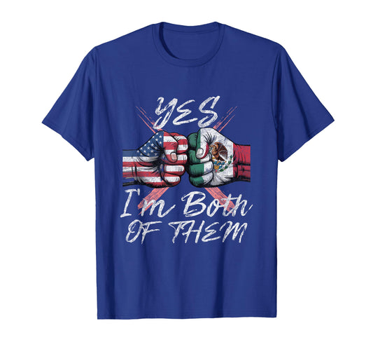 Half Mexican and American Mexico America USA Flag Men Women T-Shirt