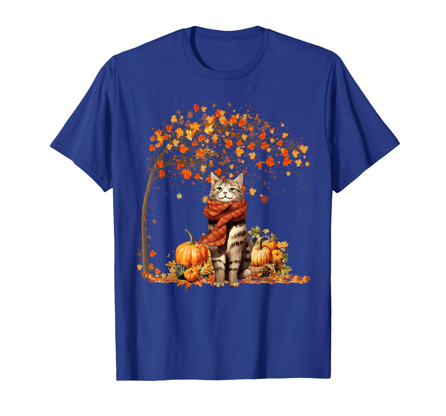 Cat Leaf Fall Hello Autumn Cat Kitten Lover Thanksgiving T-Shirt