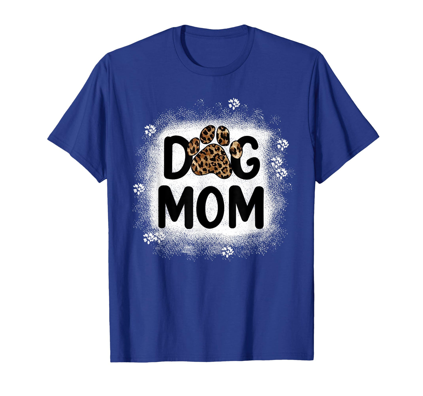 Women Bleached Dog Mom Shirts Dog Mom Paw Leopard T-Shirt