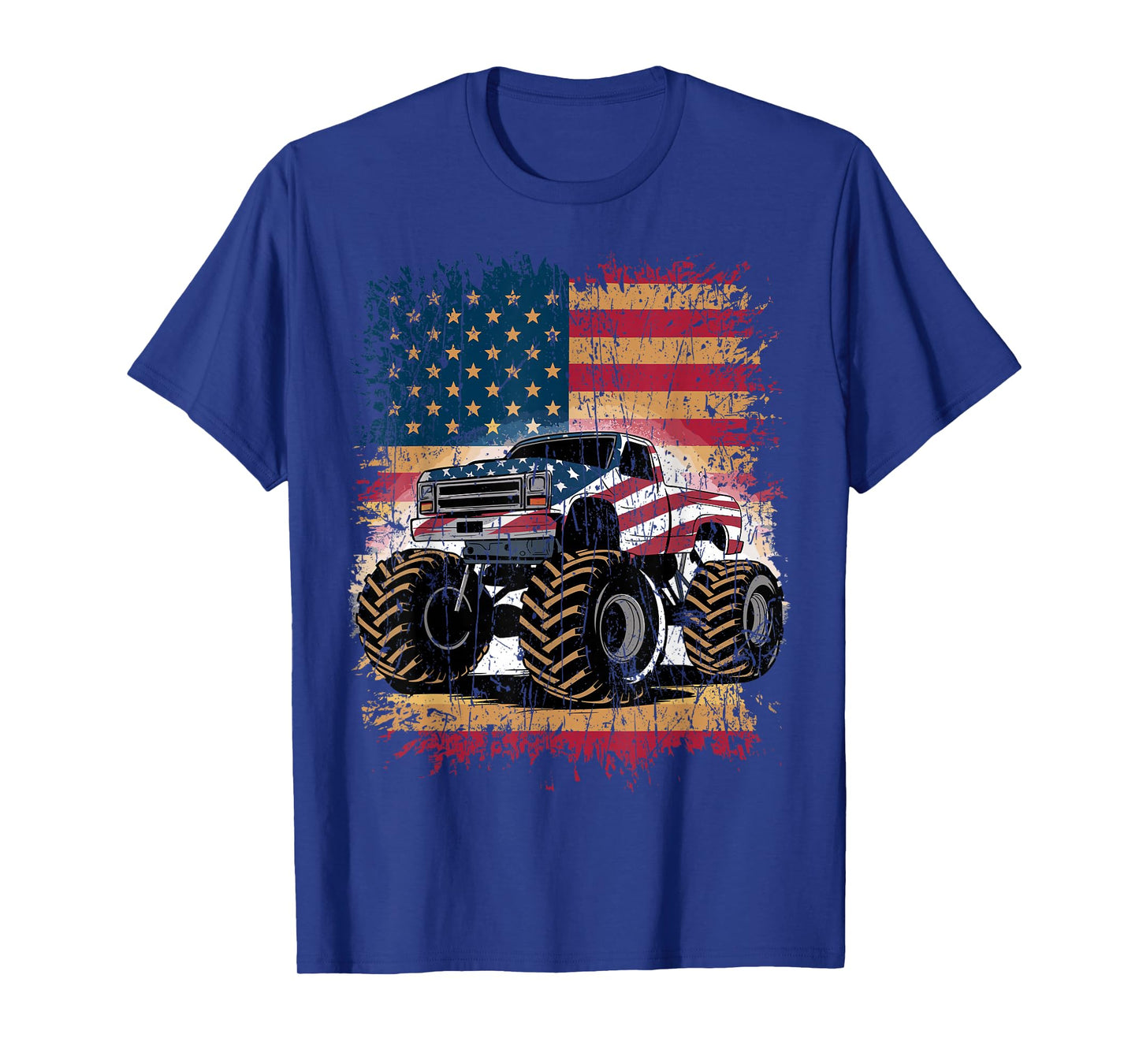 Monster Truck USA Flag American Patriotic T-Shirt