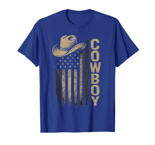 Western Cowboy Rodeo Southern Retro USA Flag T-Shirt