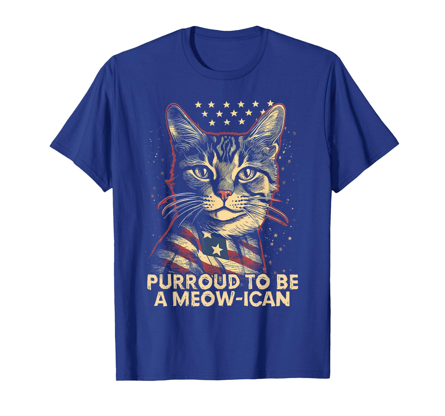 4th July Cat Lover, Purroud To Be A Meow-ican, American Cat Men Women Kids T-Shirt