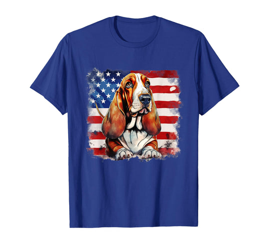 American Flag Basset Hound USA Vintage 4th Of July T-Shirt