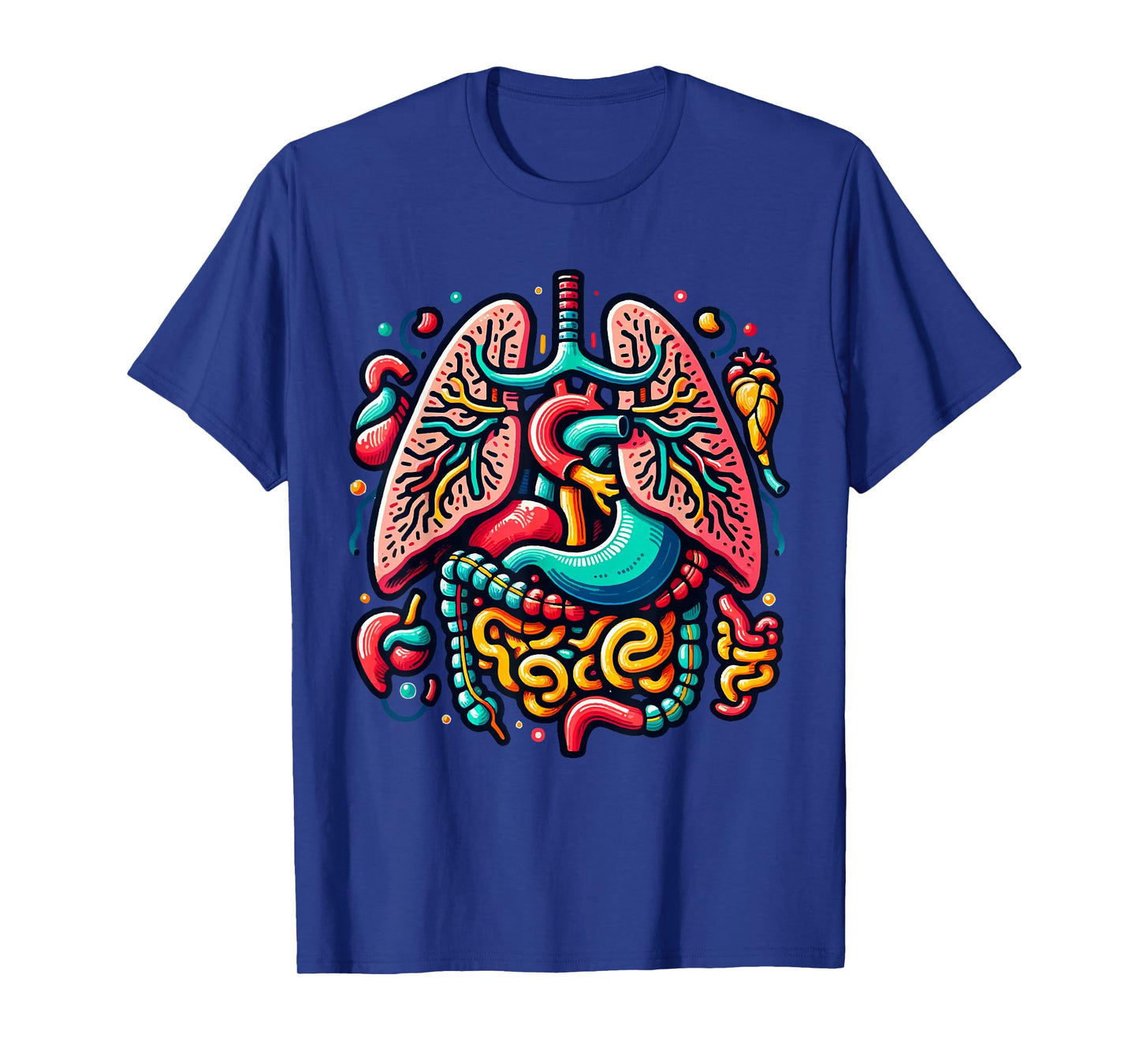 Colorful Human Body Anatomy Illustrated Internal Organs Art T-Shirt