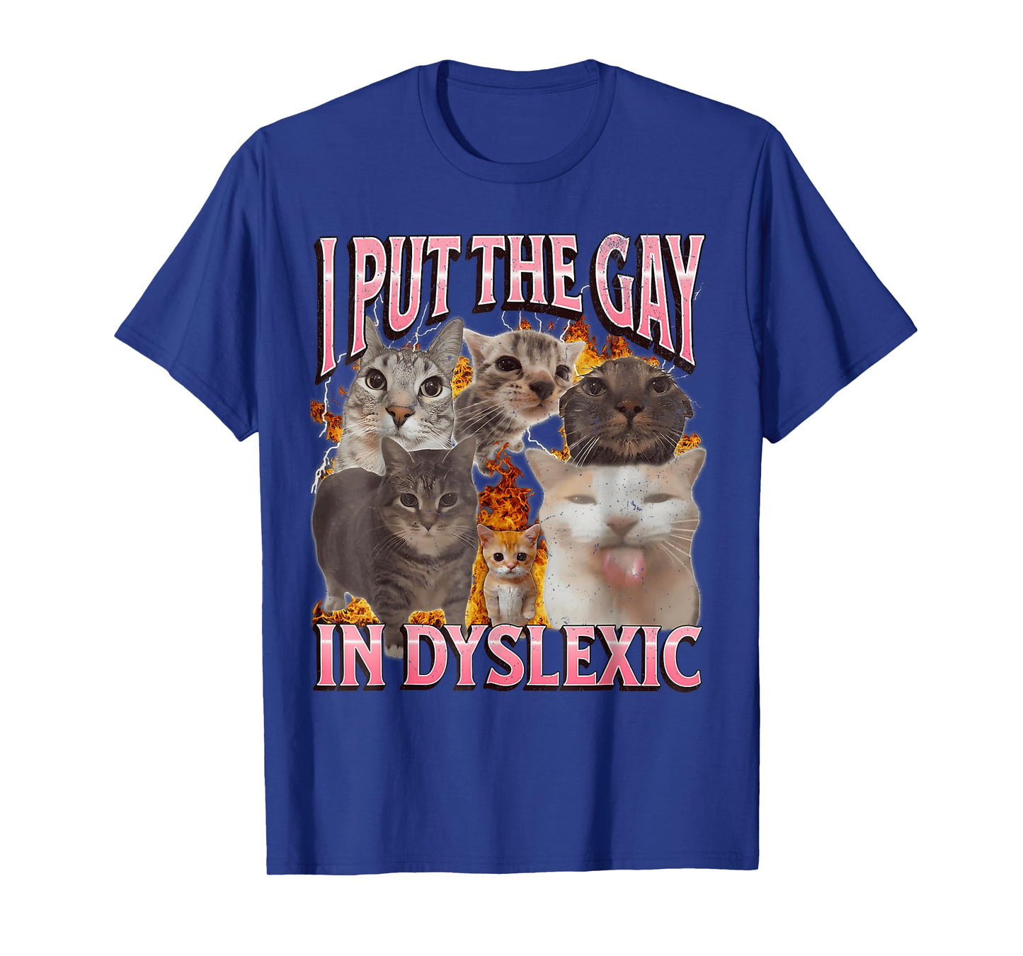 I Put The Gay in Dyslexic Funny Cat Meme Bootleg Graphic T-Shirt