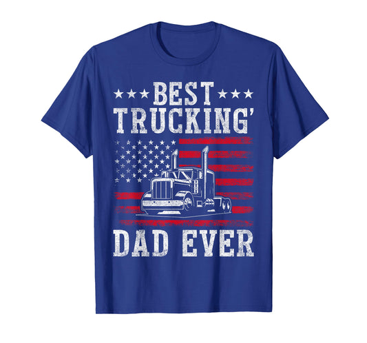 USA Flag Best Trucking Dad Ever Truck Driver Fathers Day T-Shirt