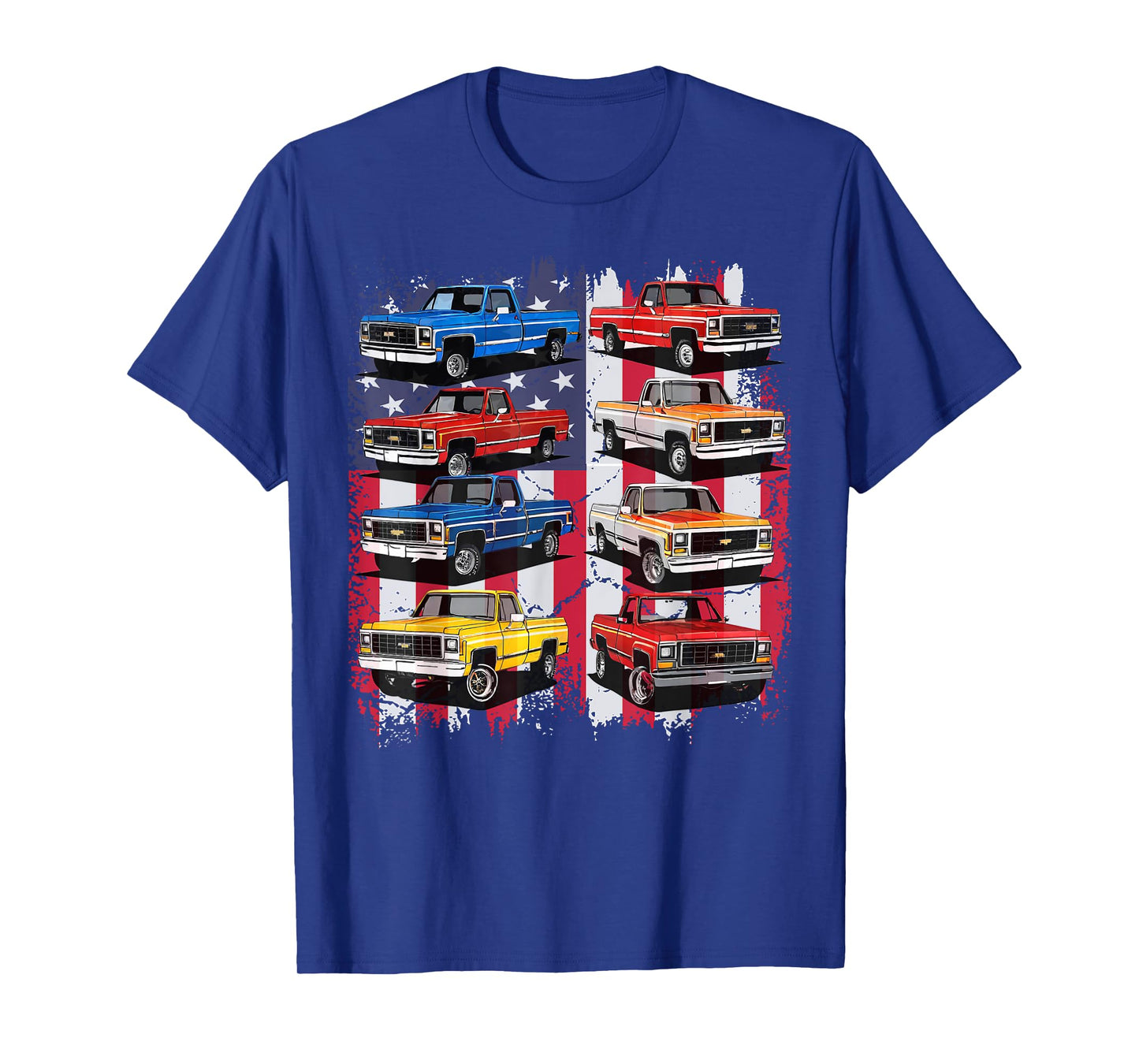Classic Squarebody Pickup Truck Retro USA Flag Patriotic T-Shirt
