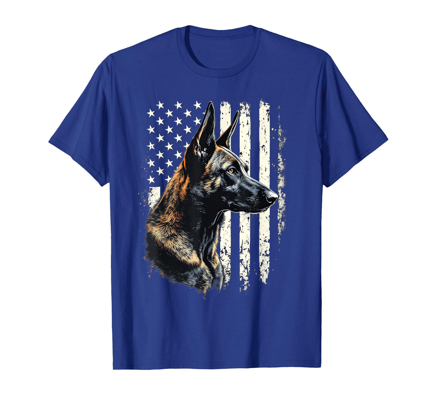 Malinois Dog Patriotic American Flag Belgian Malinois Lovers T-Shirt