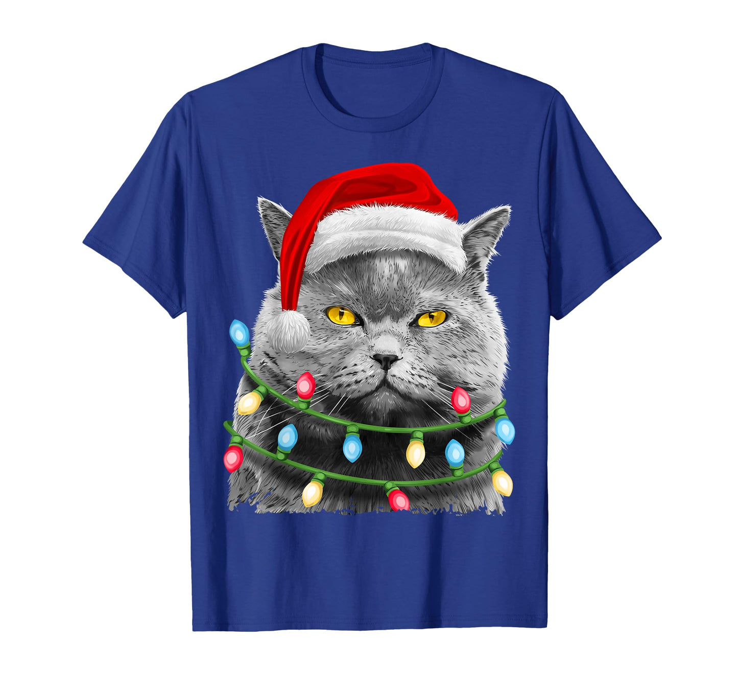 Cat Santa Christmas Tree Lights Xmas Girls Boys Meowy Catmas T-Shirt