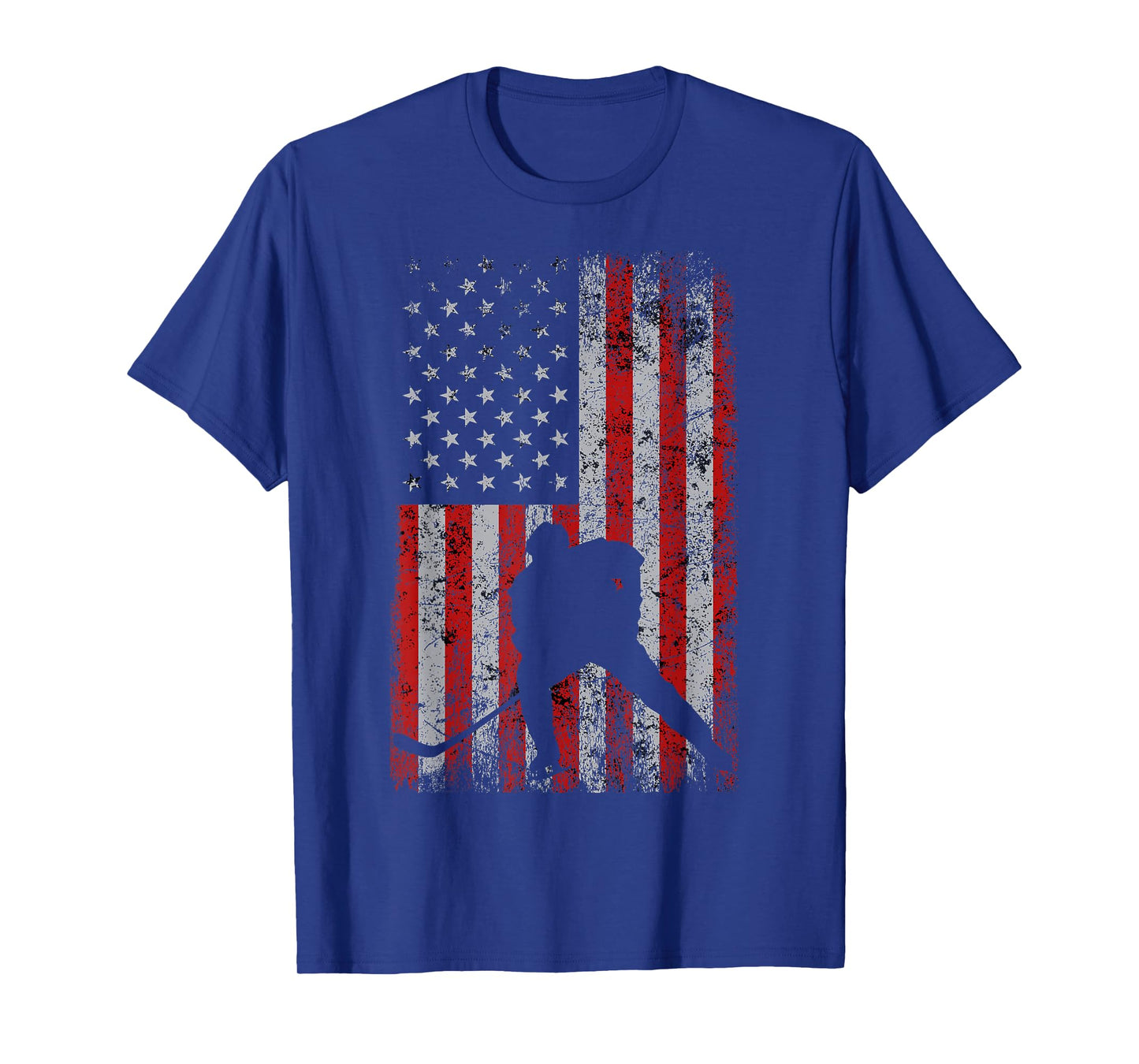 Patriotic American Flag Ice Hockey Gift Hockey Player Fan T-Shirt