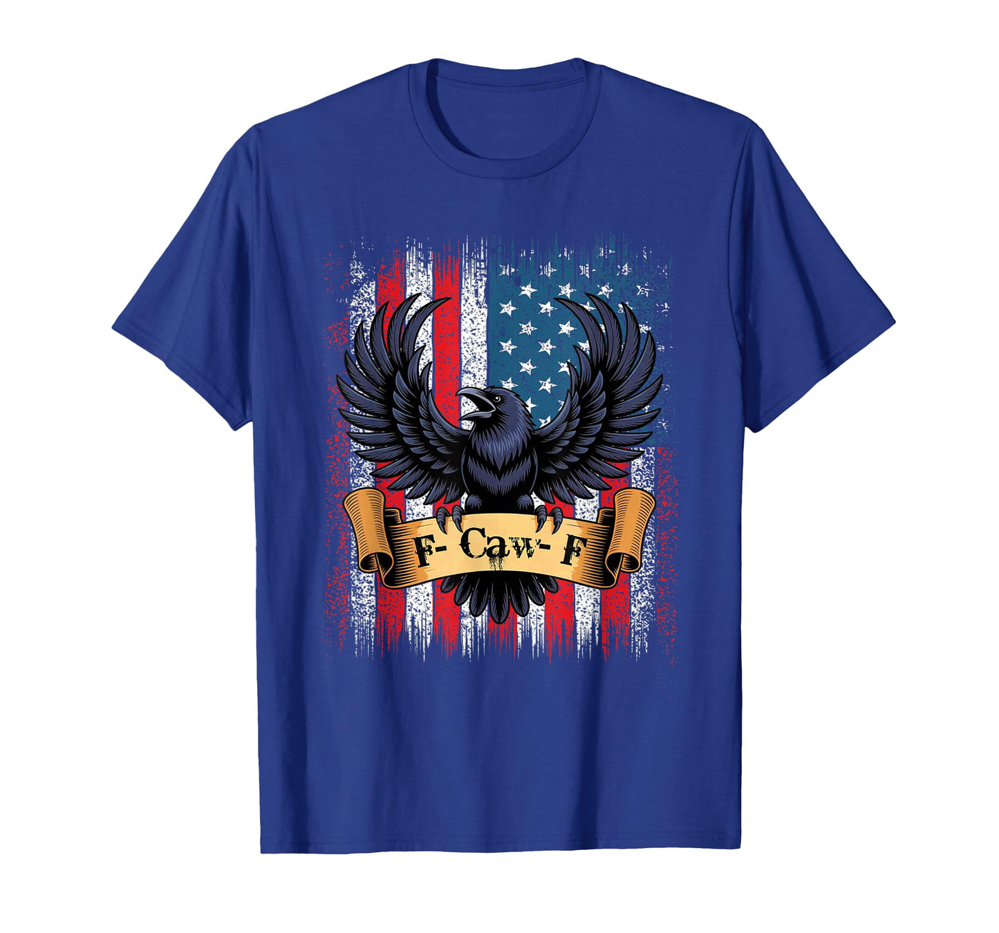 F-Caw-F Black Crow Black Bird Retro USA Flag Vintage F-Caw-F T-Shirt