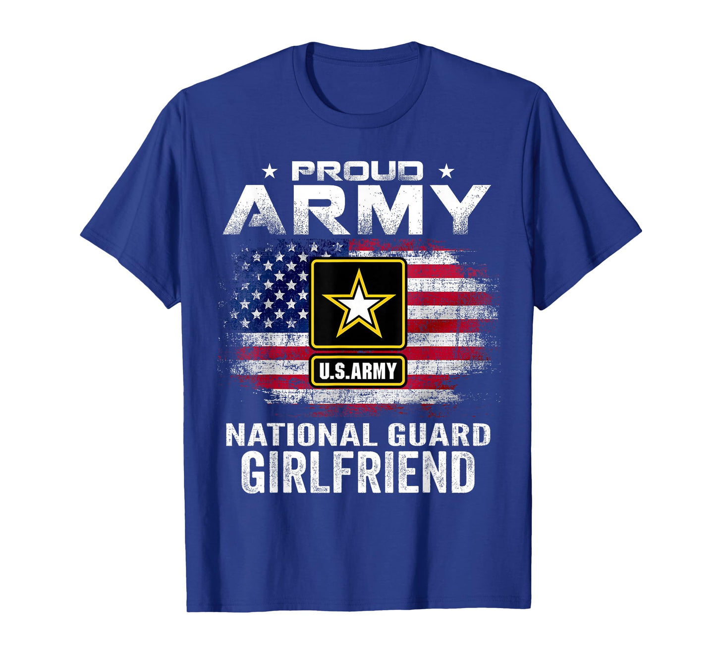 Proud Army National Guard Girlfriend With American Flag Gift T-Shirt
