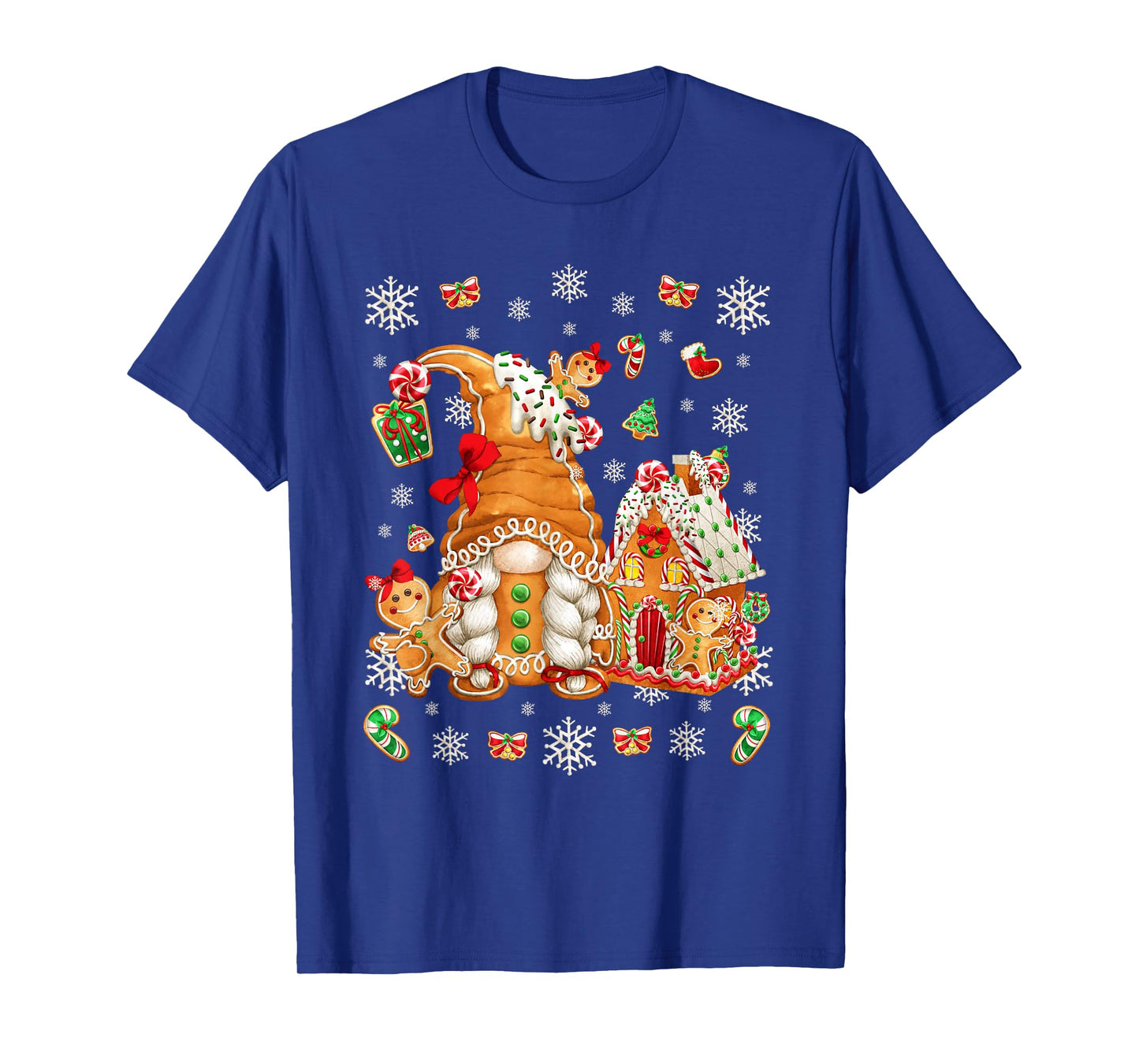 Cute Gingerbread House Decor for Women with Christmas Gnome T-Shirt