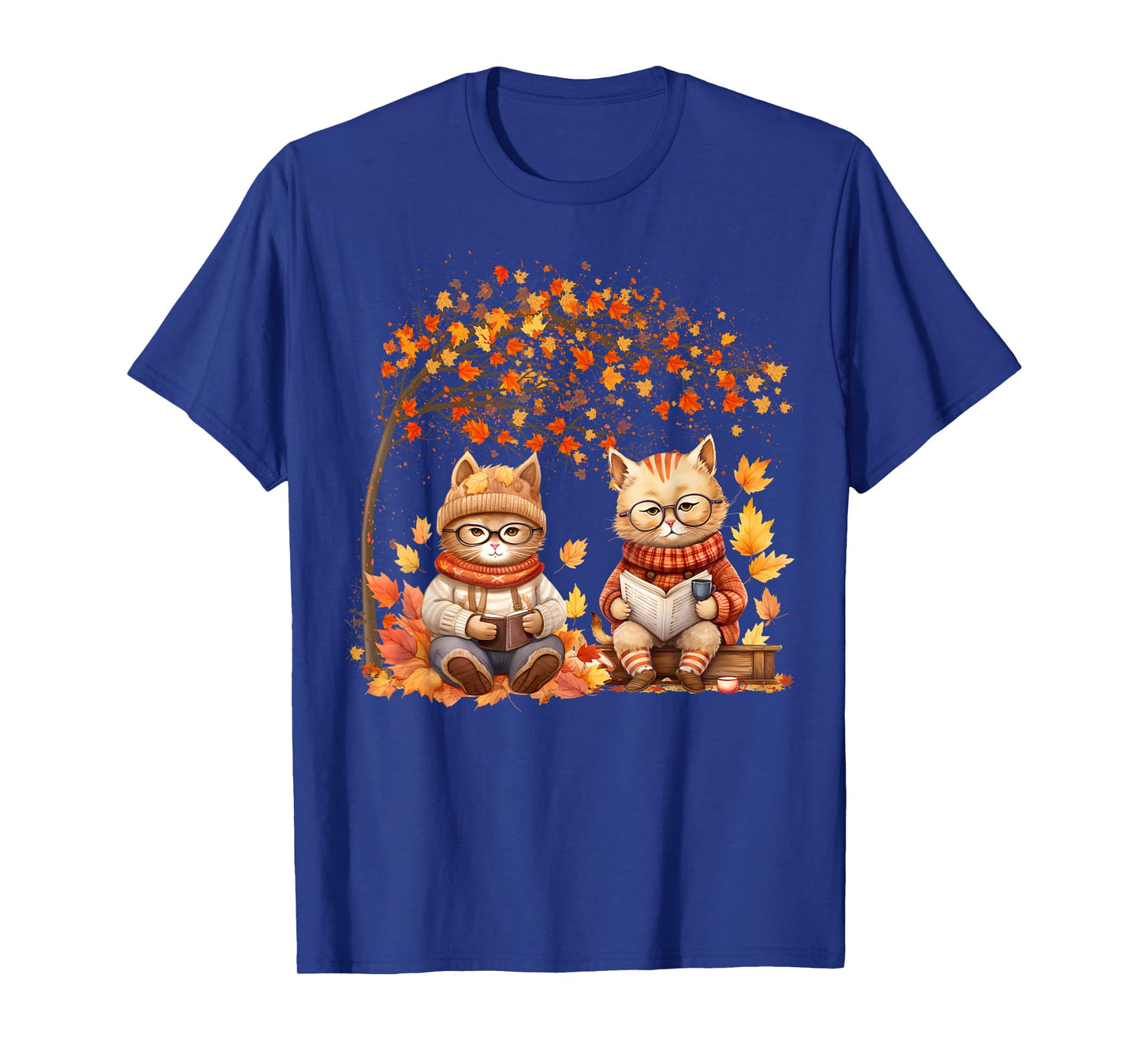 Cat Leaf Fall Hello Autumn Cat Kitten Lover Thanksgiving Men Women Kids T-Shirt