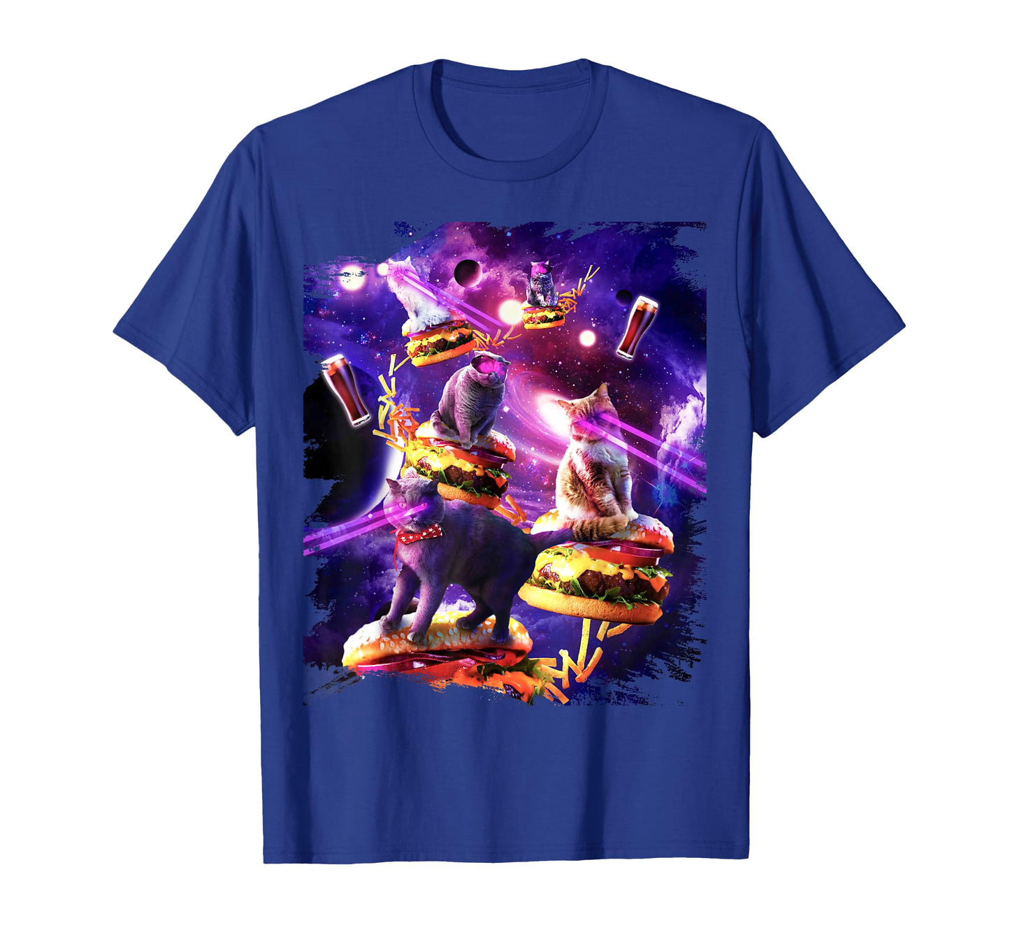 Galaxy Laser Cat On Burger - Space Cheeseburger Cats T-Shirt