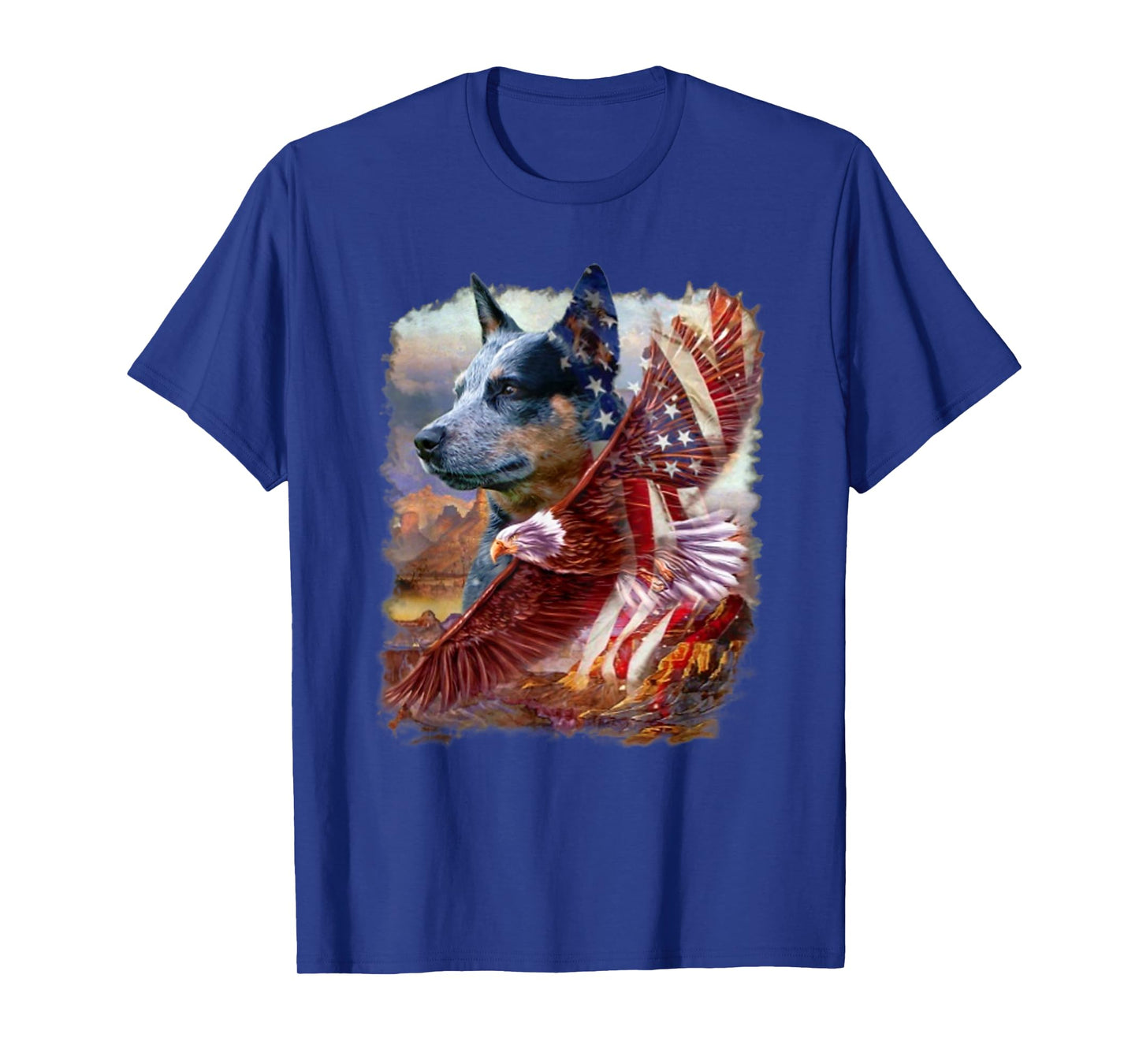 Heeler Dog Eagle American Flag 4th July Independence Day T-Shirt