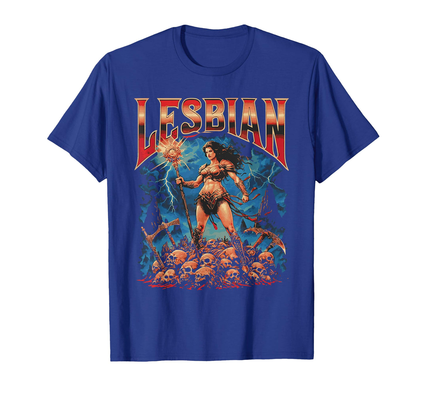 Lesbian Warrior Dark Fantasy Retro Funny Cat LGBT Meme T-Shirt