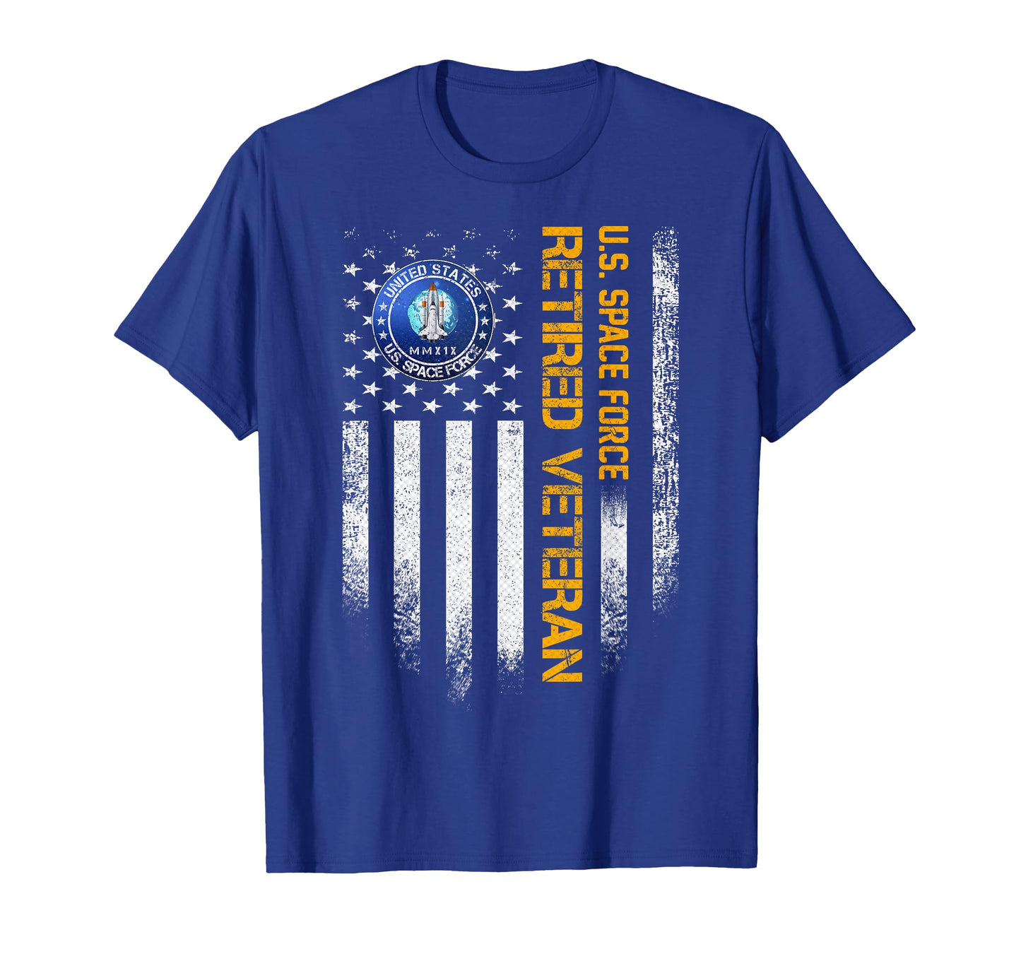 Vintage American Flag US Space Force Proud Retired Veteran T-Shirt