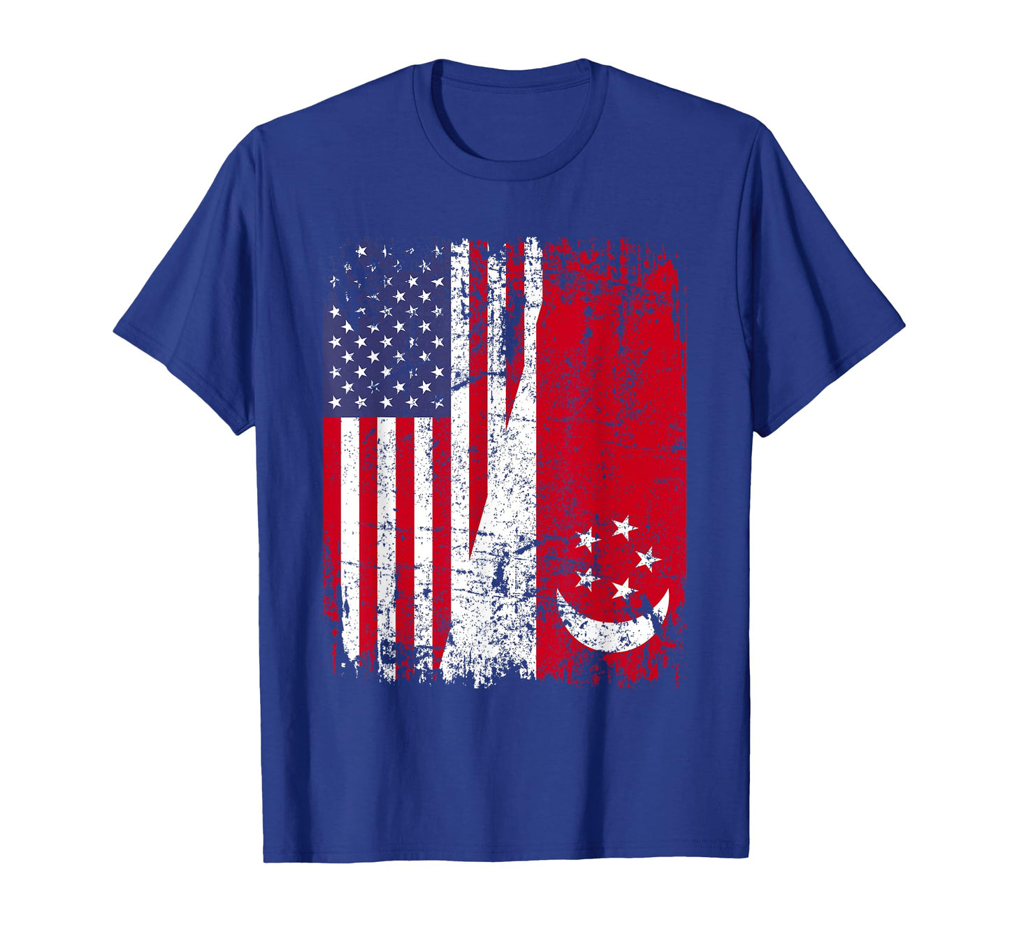 SINGAPOREAN ROOTS | Half American Flag | USA SINGAPORE FLAG T-Shirt