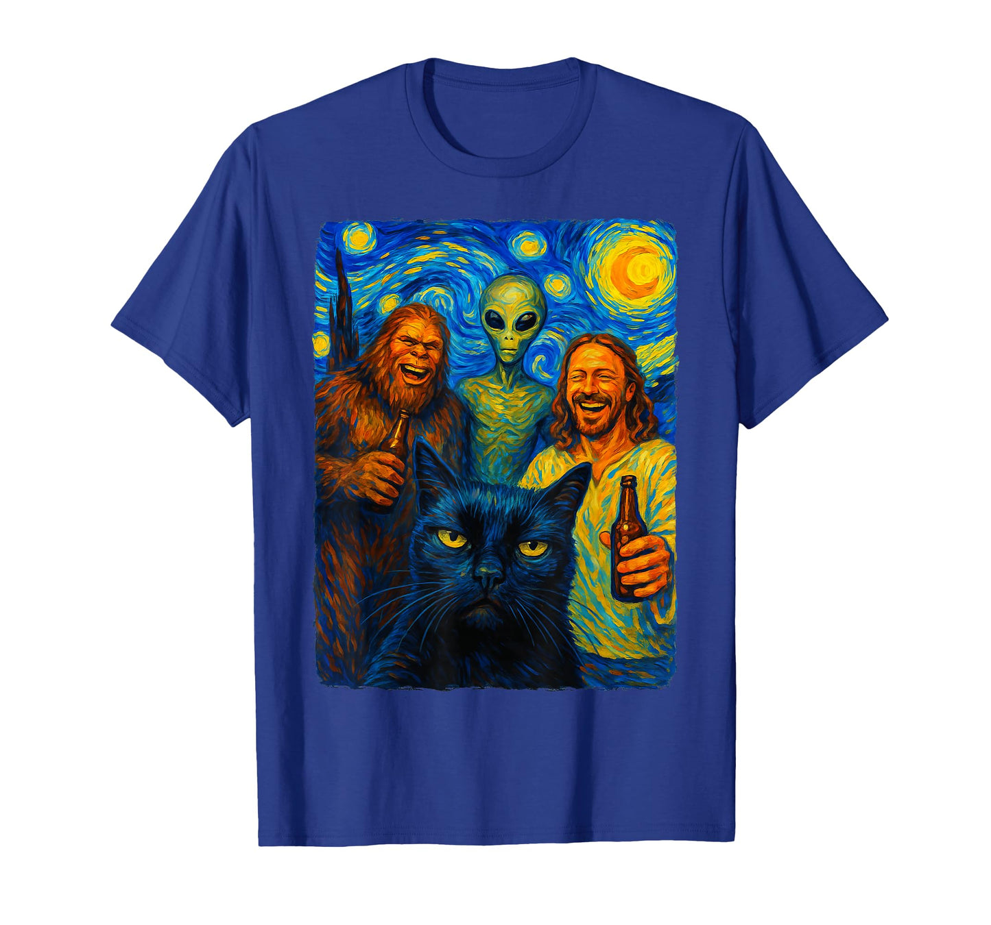 Cat Selfie Bigfoot Jesus Alien T-Shirt