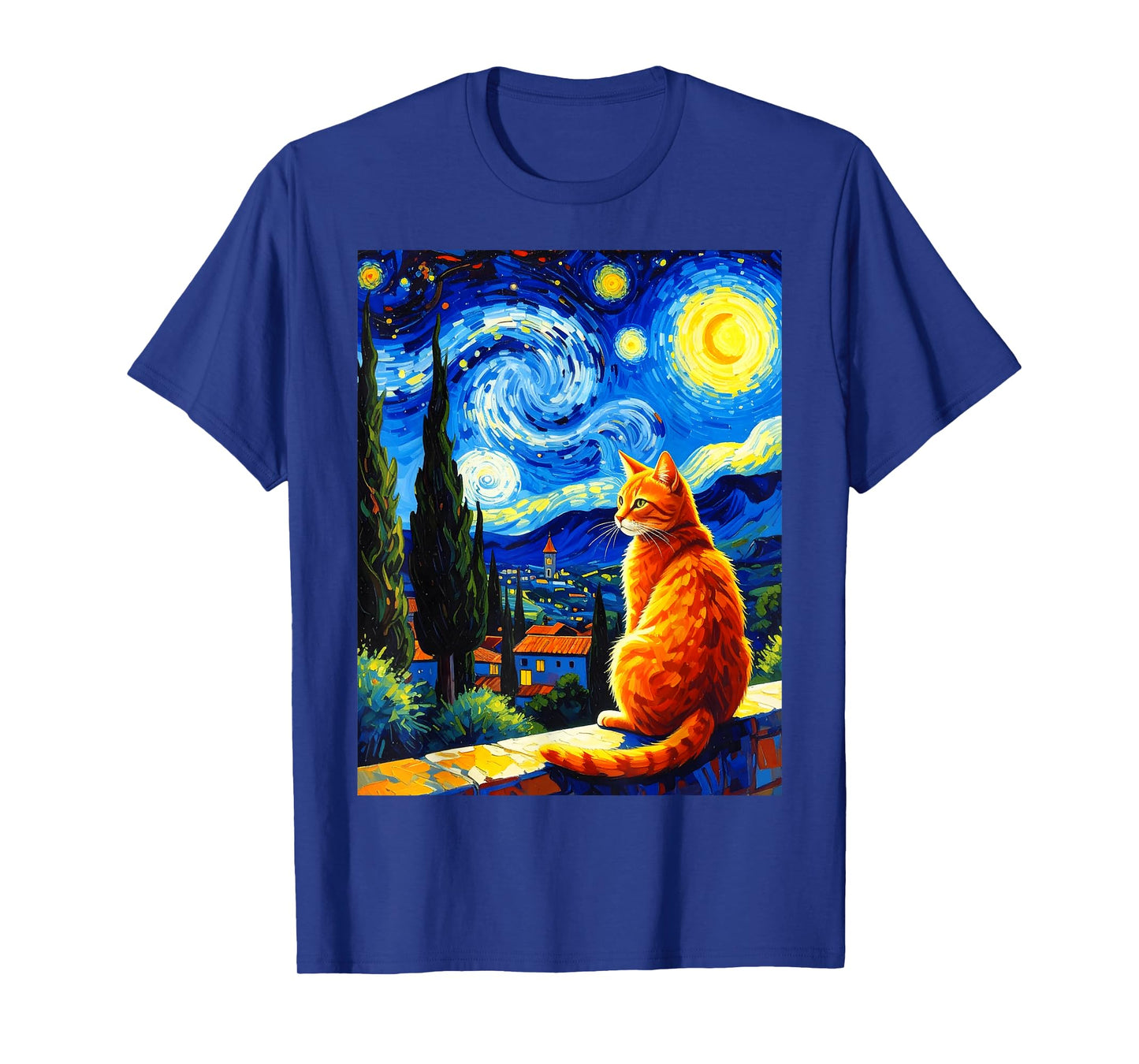 Van Gogh Starry Night Cat,Cat Mom, Cat Dad T-Shirt