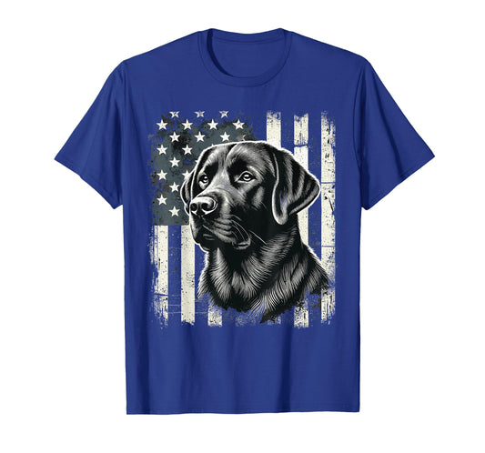 Patriotic American Black Labrador USA Flag T-Shirt