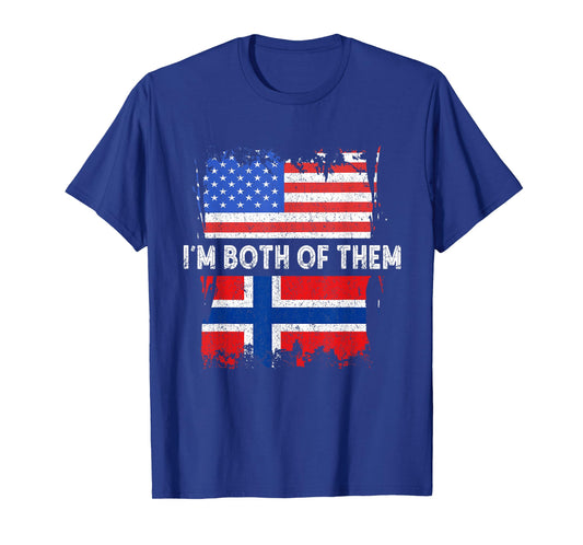 Norway Flag USA America I'm Both Of Them Norwegian Pride T-Shirt