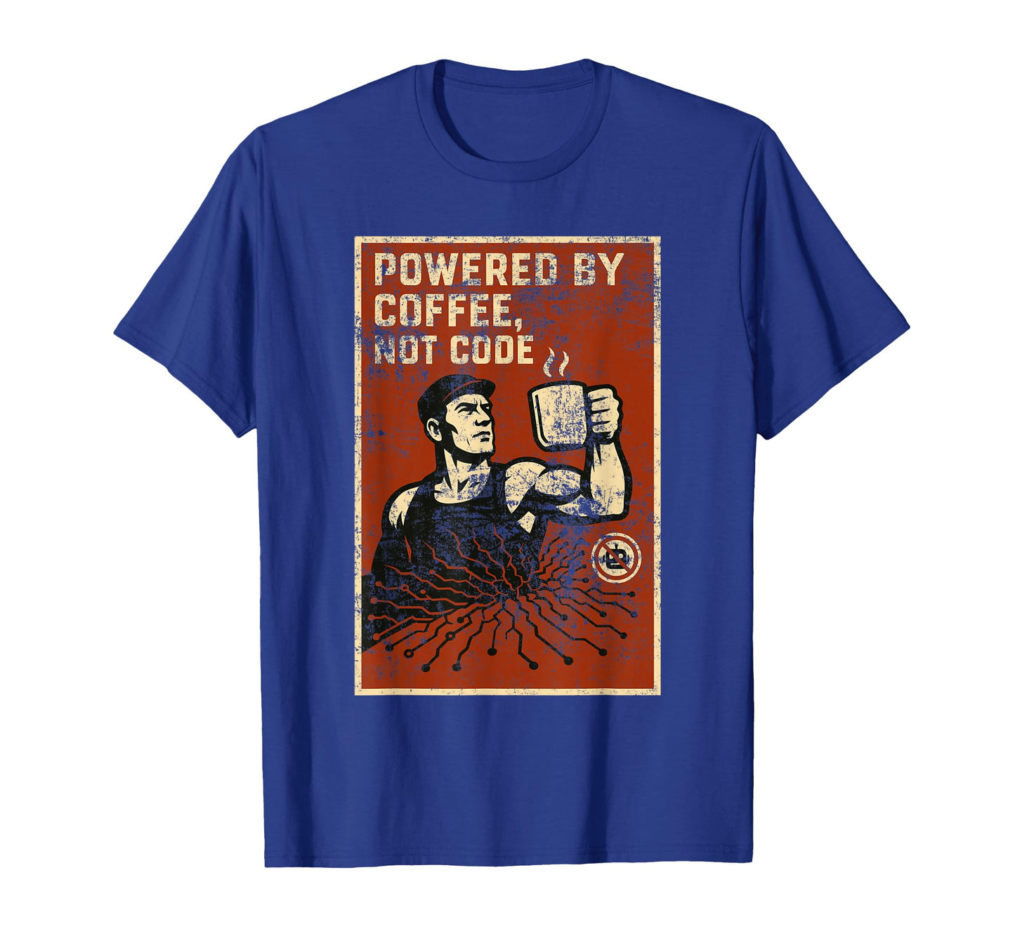 Clanker Free Powered by Coffee Not Code Retro Art T-Shirt