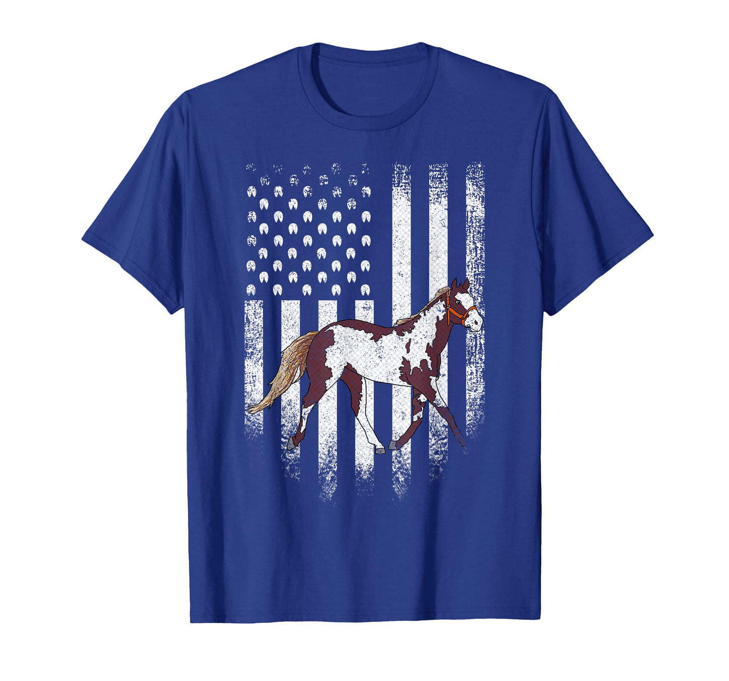 Vintage USA American Flag American Paint Horse Riding Funny T-Shirt for Women Kids Men
