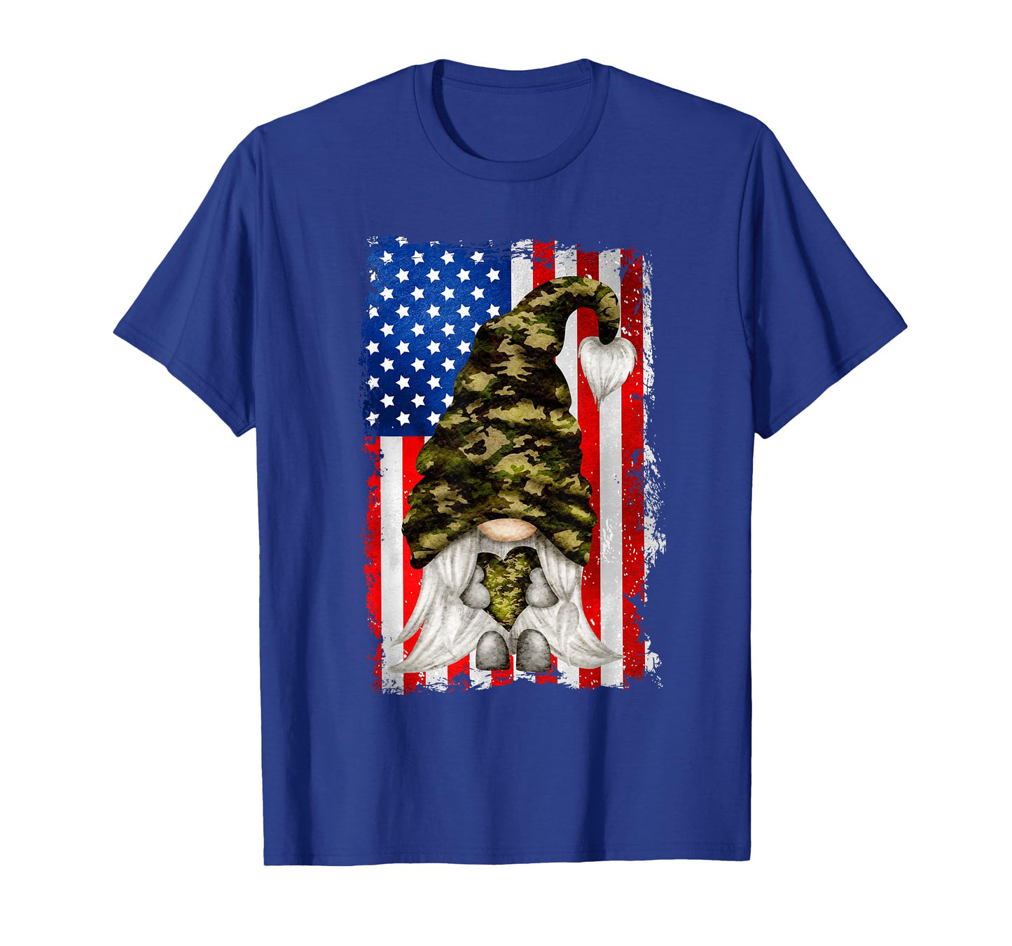Patriotic Veteran Mom Heart And Love For America Camo Gnome T-Shirt