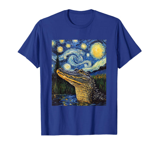 Alligator - Van Gogh Style - Starry Night T-Shirt
