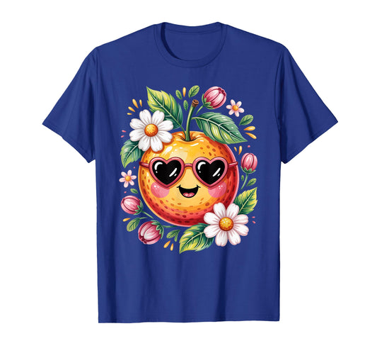 Cute Orange with Flower for Women & Girls - Oranges Fruit T-Shirt