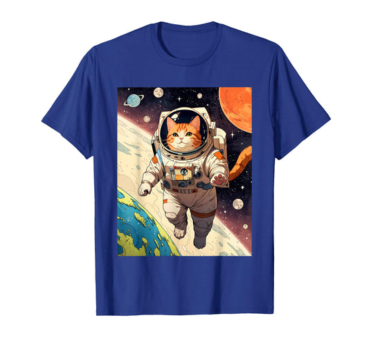 Astronaut Cat - Funny Space Cat Japanese Retro Kawaii Cute T-Shirt