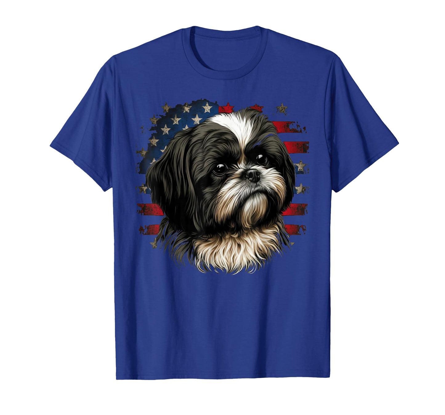 USA 4th Of July Shih Tzu on Patriotic American Shih Tzu T-Shirt