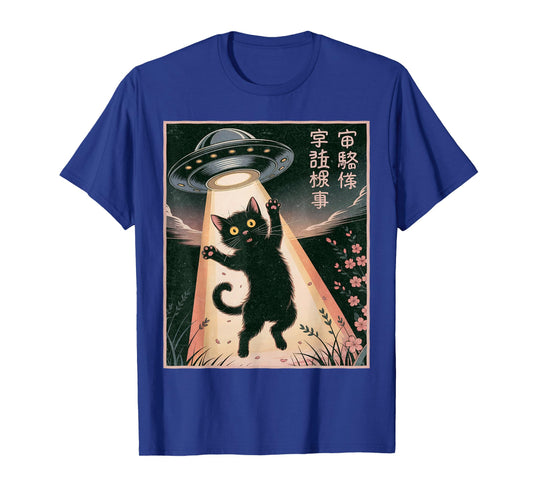 Anime Shirt Cat UFO Alien Funny Japanese Kawaii Graphic T-Shirt