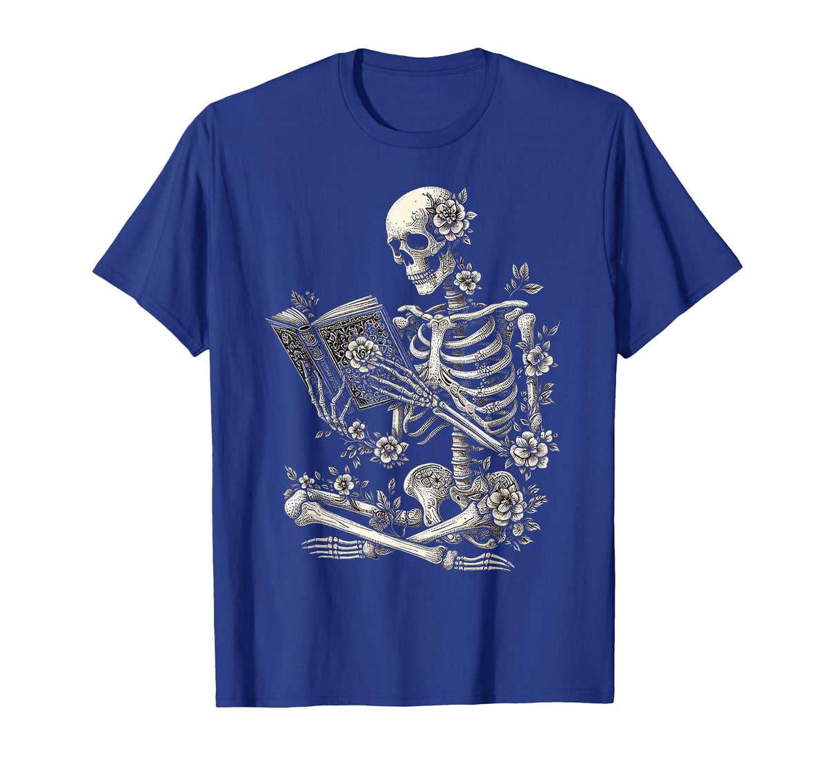 Skeleton Book Floral Skull Halloween Teacher Costume T-Shirt