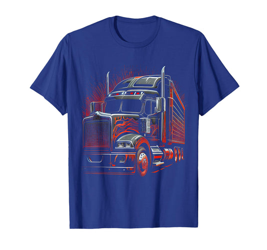 US American Flag Trucker Truck Driver Gift Women Men T-Shirt