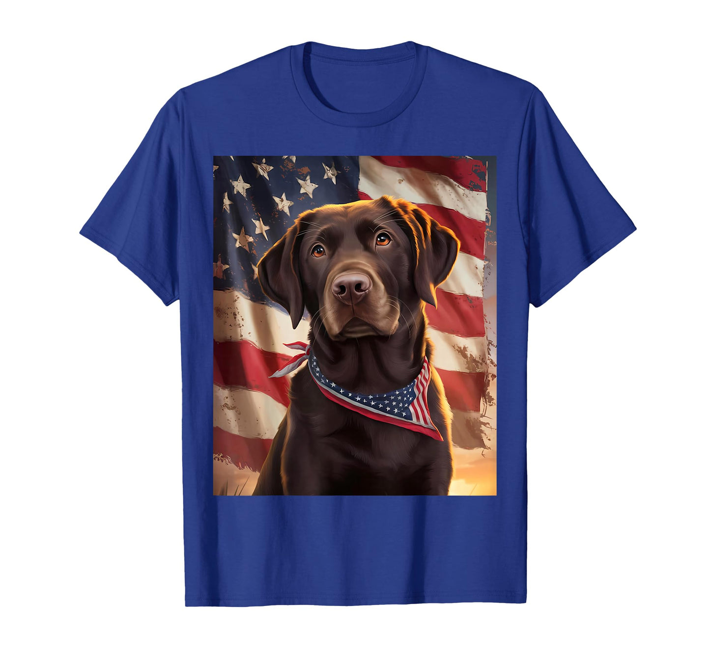 American Flag 4th of July Dog American Chocolate Labrador T-Shirt