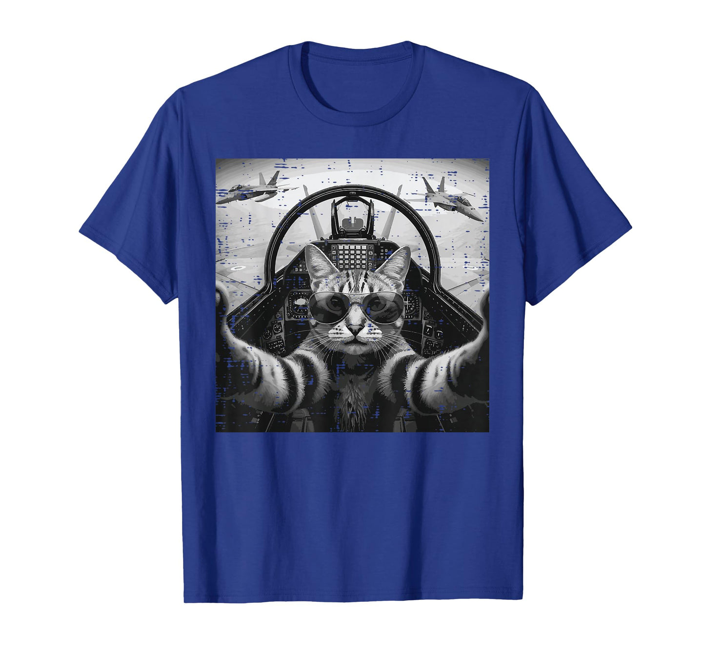 Cat Pilot Jet Fighter Selfie Funny Meme Men Women Boys Kids T-Shirt