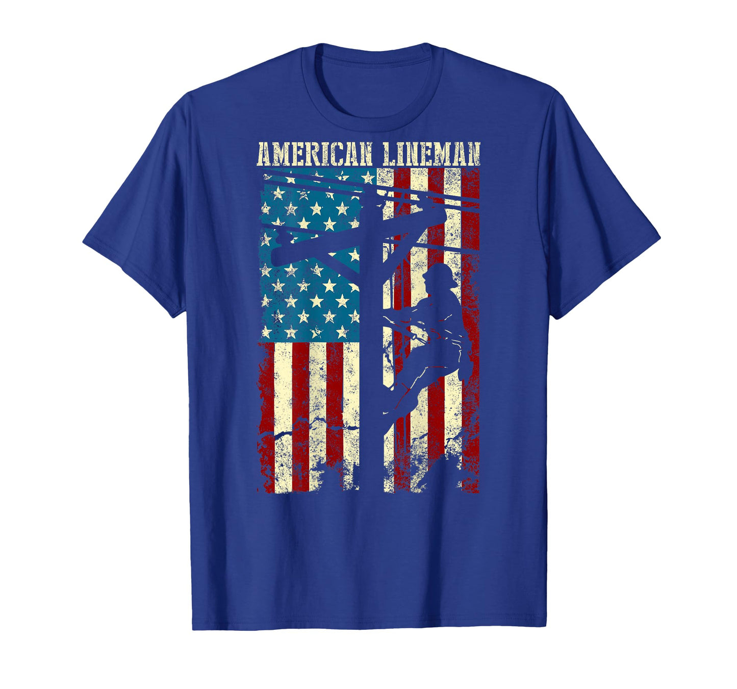 Lineman American Flag Electric Cable Gift Patriotic Lineman T-Shirt