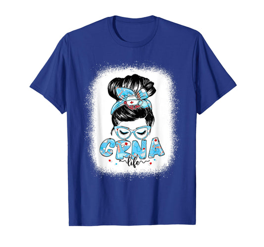 CRNA Life Messy Bun Women Glasses Cute CRNA Gifts T-Shirt