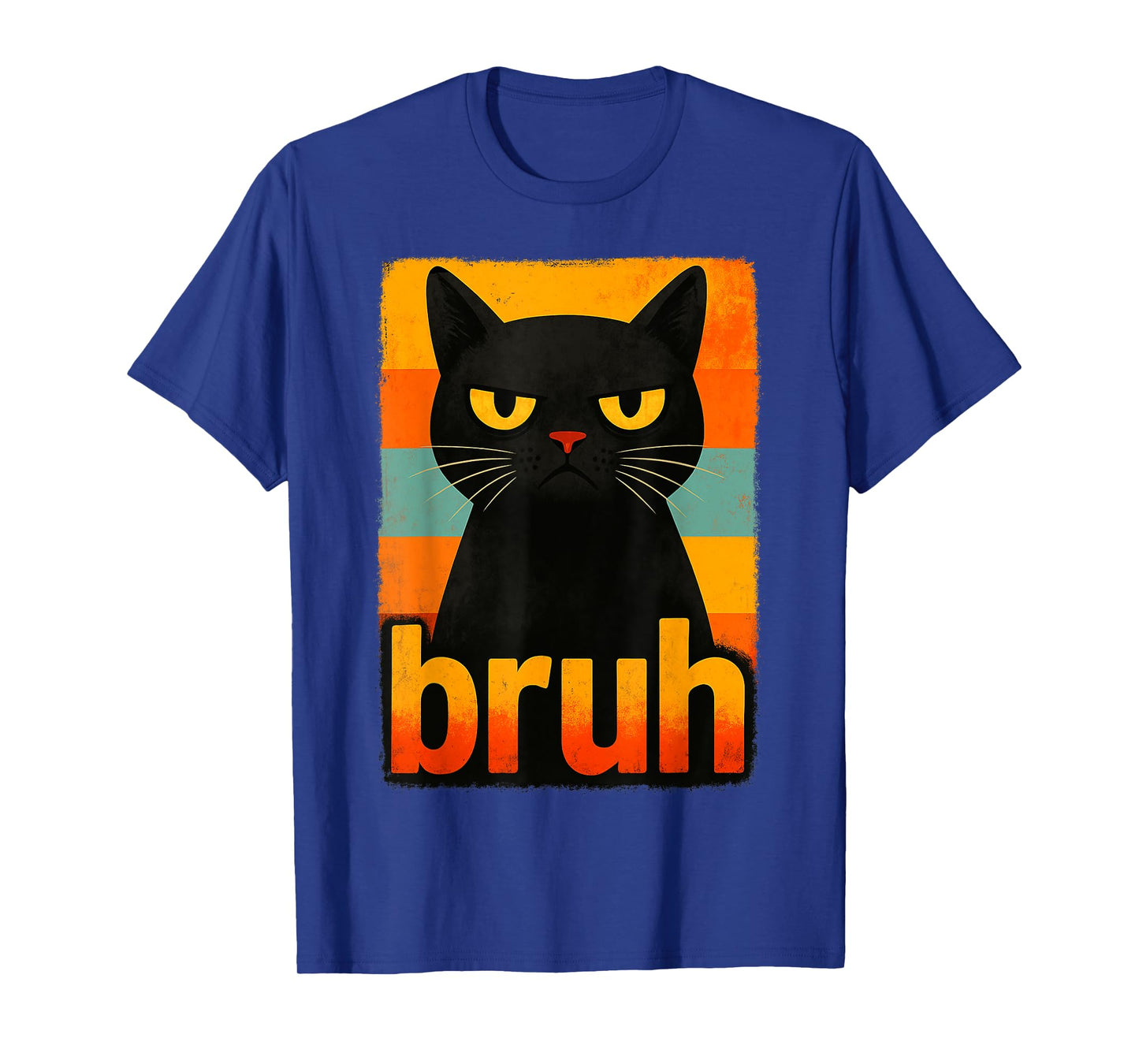 Funny Retro Bruh Black Cat Meme Graphic for Boys Girls T-Shirt