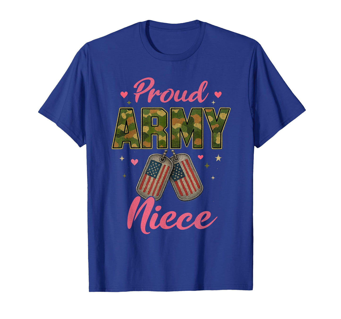 Camo American Flag Usa Camouflage Proud Army Niece Dog Tags T-Shirt