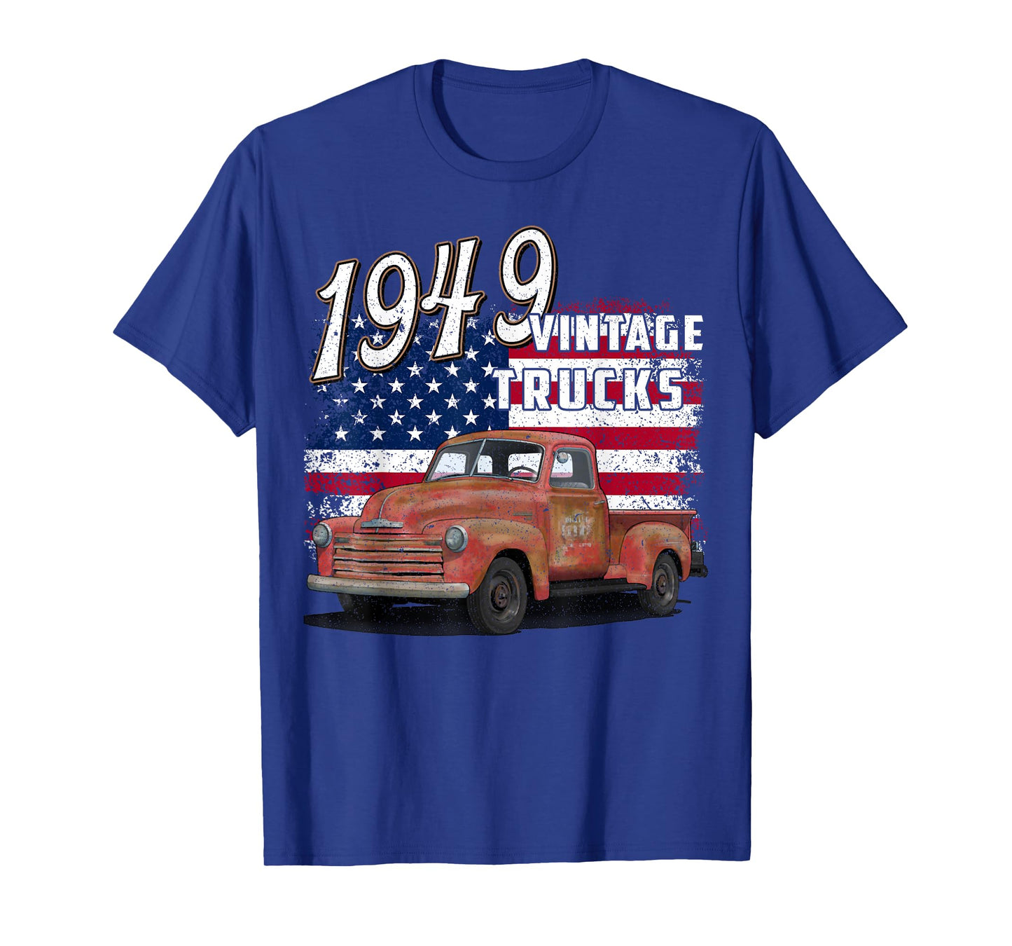 1949 49 Truck Classic Car 1940s Vintage American Flag T-Shirt